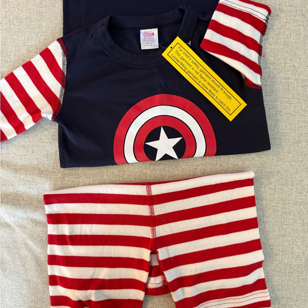 Hanna Anderson Marvel Navy Blue Organic Cotton Pajama set US 12